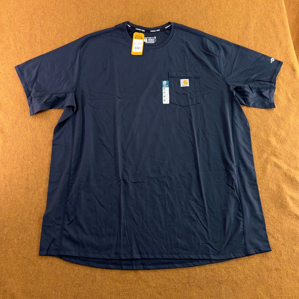 Carhartt Mens 3XL Tall Navy Blue Force Relaxed Fit Pocket T-Shirt TK6652 NWT